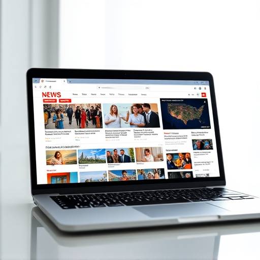 노트북 화면에 다양한 뉴스 웹사이트가 표시된 모습