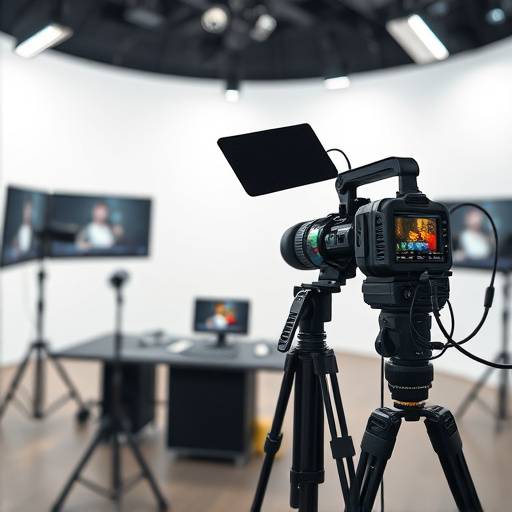 방송 스튜디오에서 촬영 중인 모습