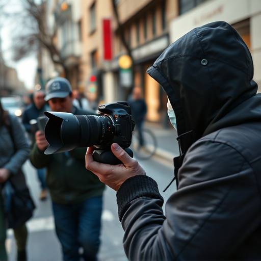 사진 기자가 카메라를 들고 역동적인 현장 사진을 촬영하고 있는 모습.