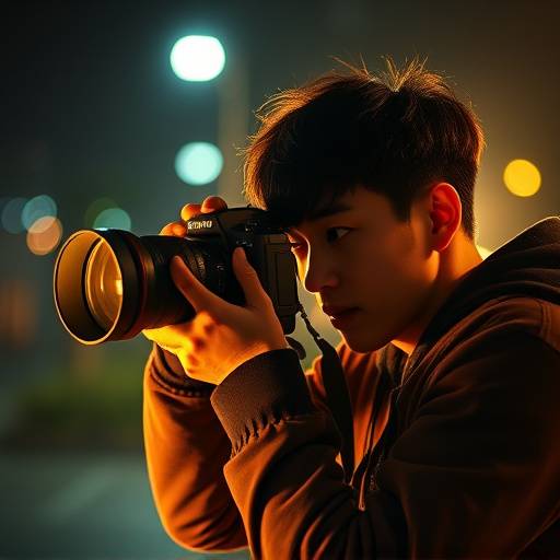 이현우 교수의 사진. 카메라를 들고 열정적으로 촬영하는 모습.