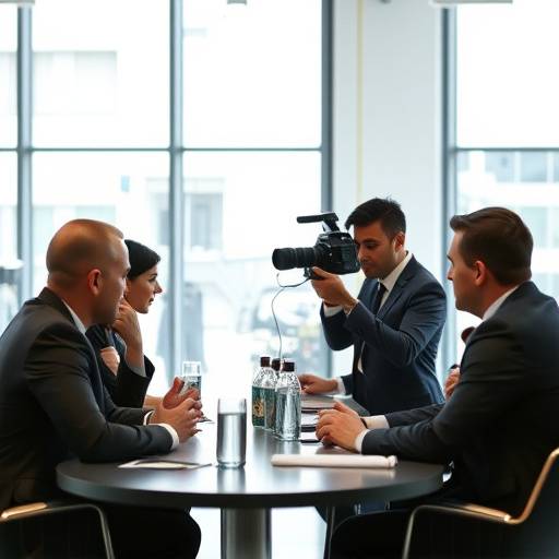 취재 기자들이 모여 회의를 진행하는 모습